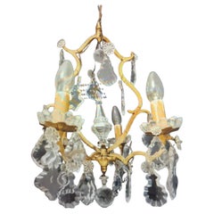 19thc French Louis XV Gilt Bronze Baccarat Crystal Chandelier