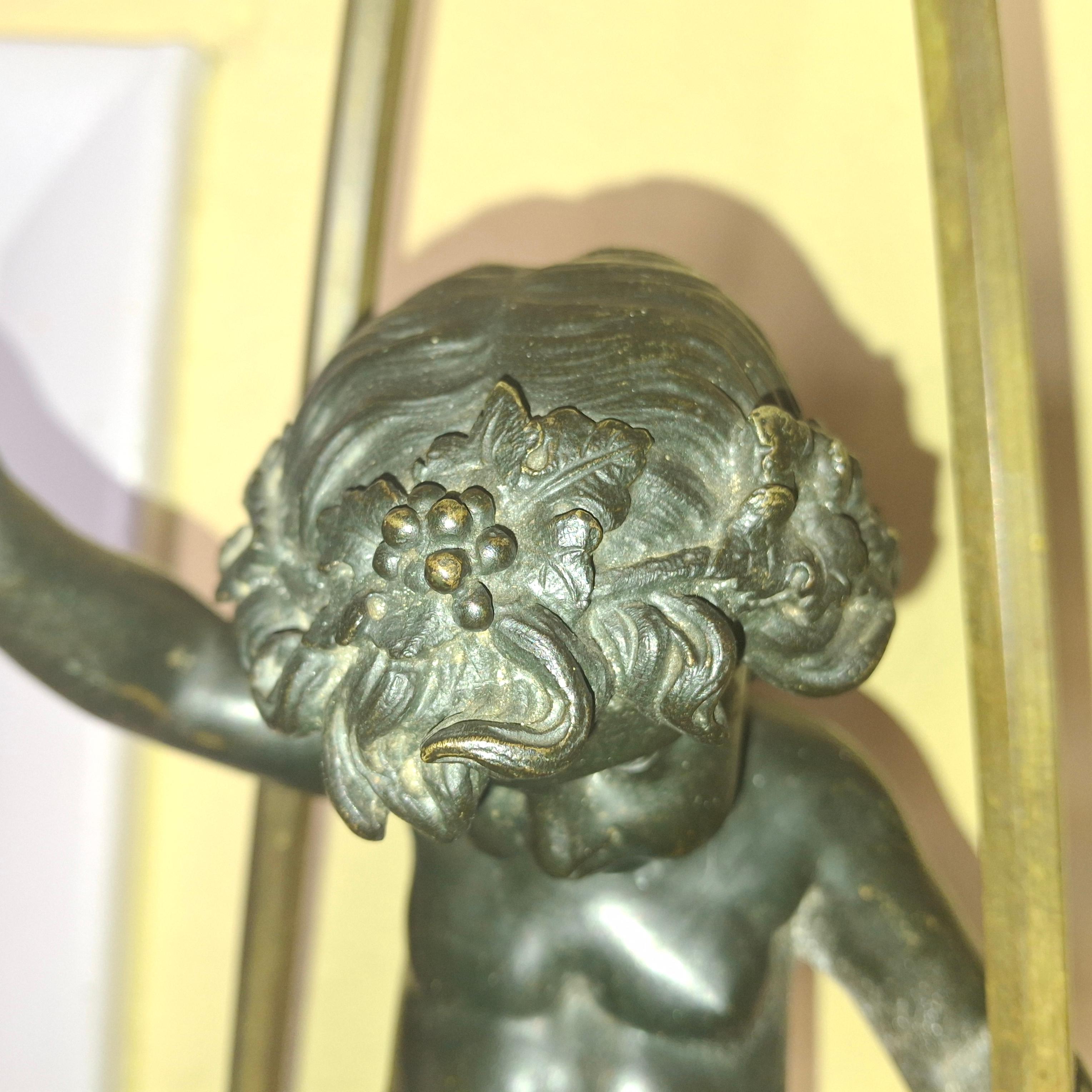 Lustre Louis XV en bronze patiné et doré avec un grand chérubin sur une balançoire, 19ème siècle en vente 11