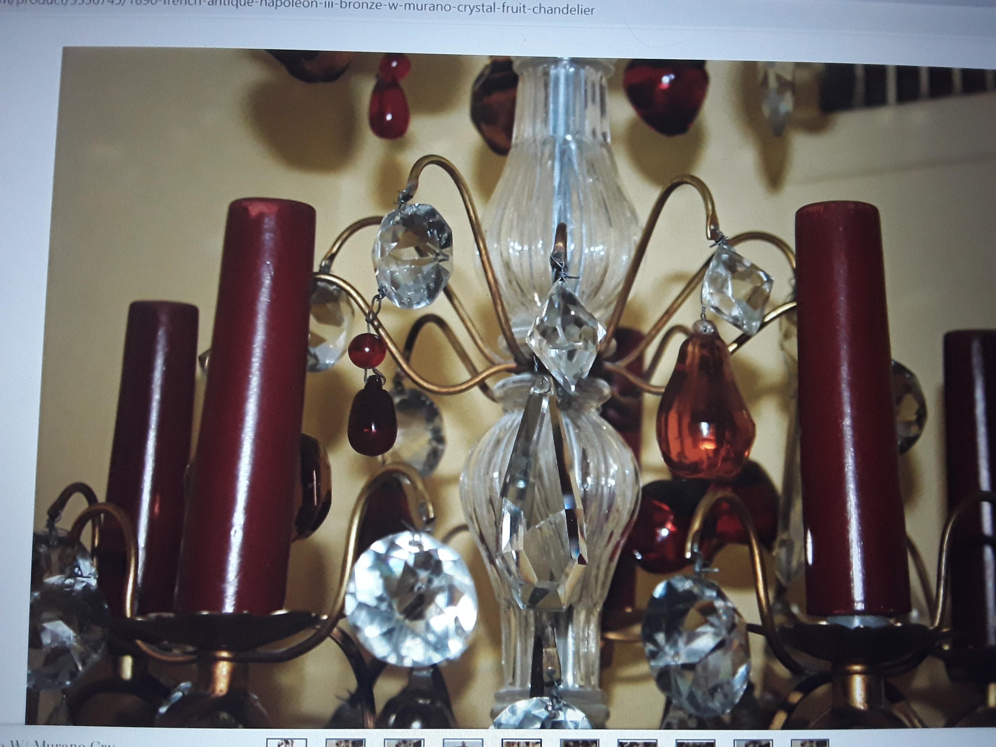 19thc French Louis XV style Bronze/ Crystal Fruit / Crystal Pendants Chandelier For Sale 3