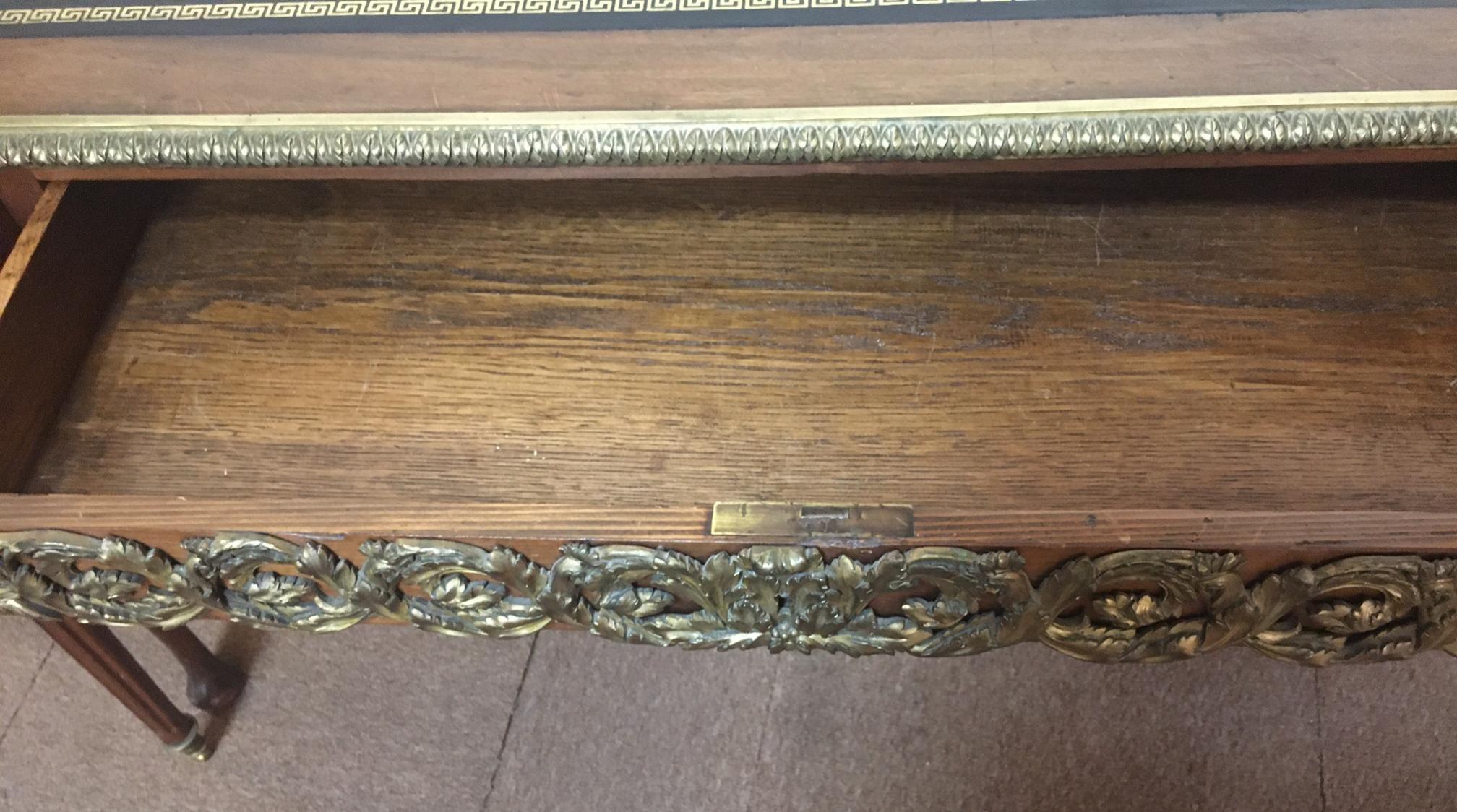 19thc French Louis XVI Style Bureau Plat Desk with Ormolu in Diminutive Size For Sale 7
