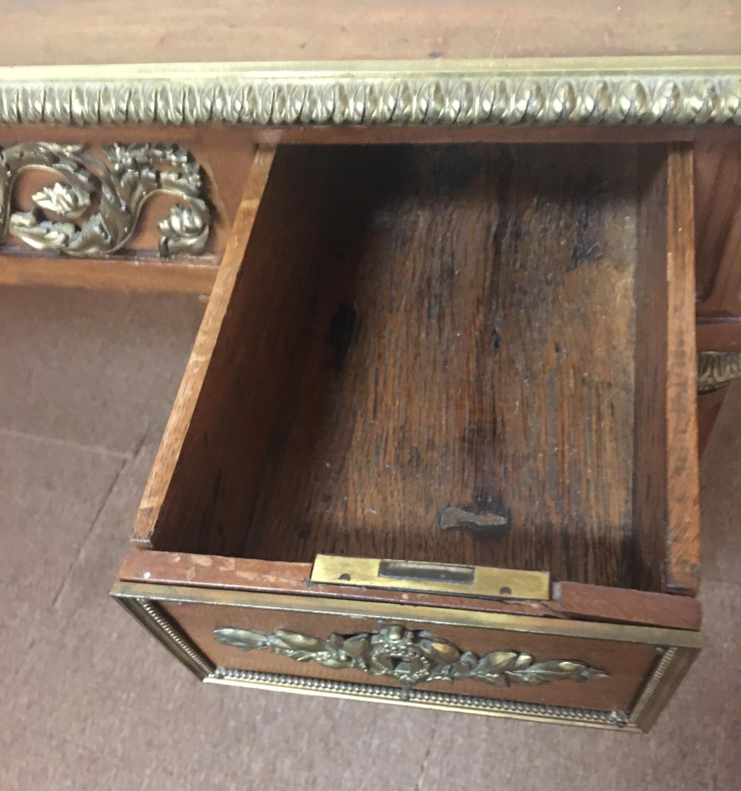 19thc French Louis XVI Style Bureau Plat Desk with Ormolu in Diminutive Size For Sale 9