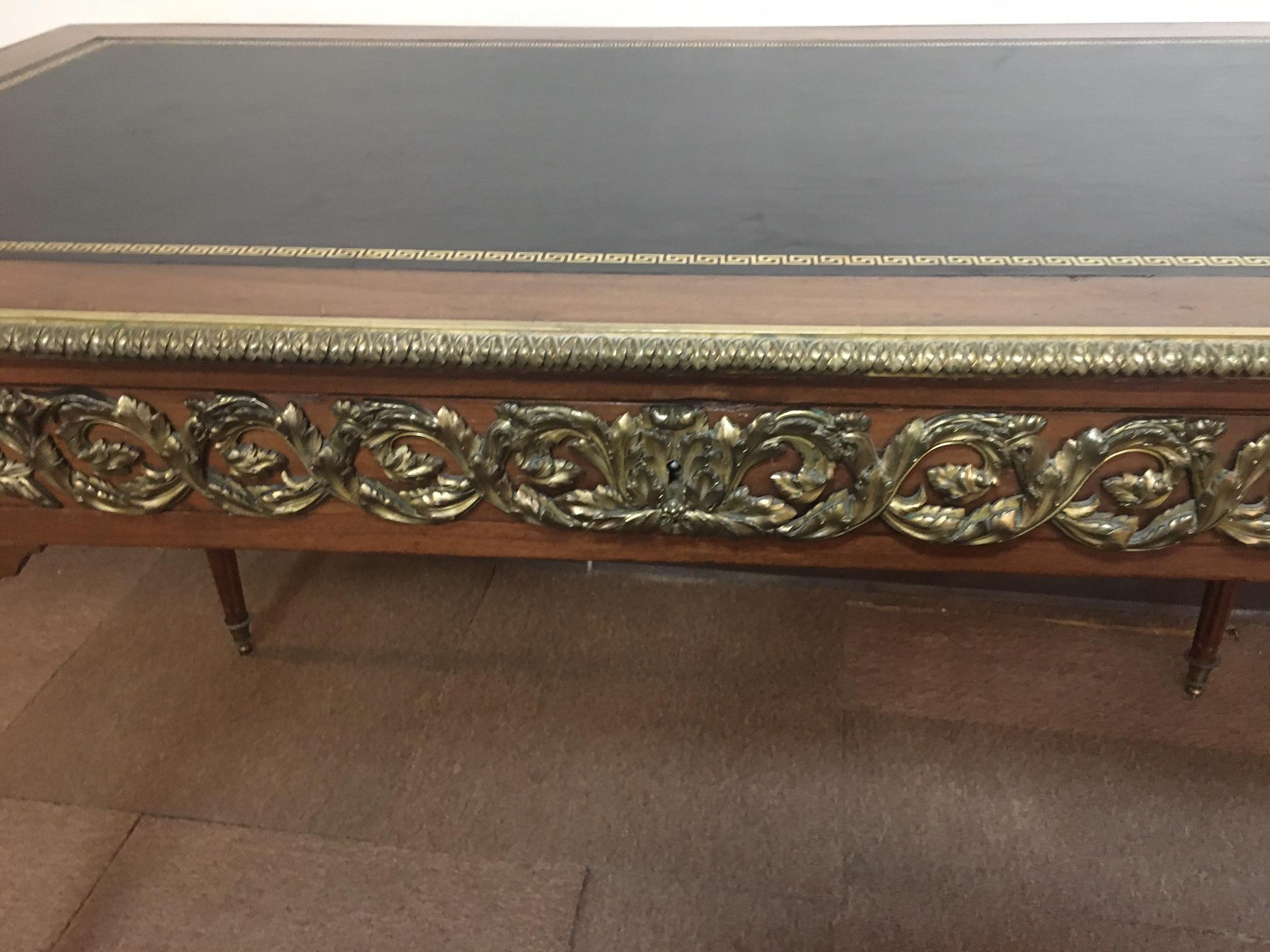 19thc French Louis XVI Style Bureau Plat Desk with Ormolu in Diminutive Size In Good Condition For Sale In Savannah, GA