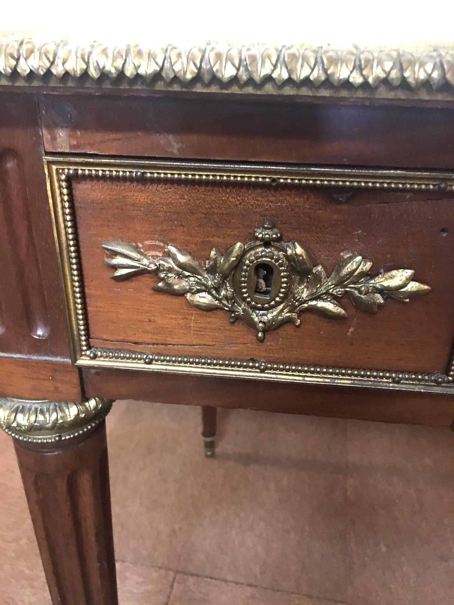 19thc French Louis XVI Style Bureau Plat Desk with Ormolu in Diminutive Size For Sale 2