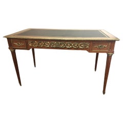 19thc French Louis XVI Style Bureau Plat Desk with Ormolu in Diminutive Size