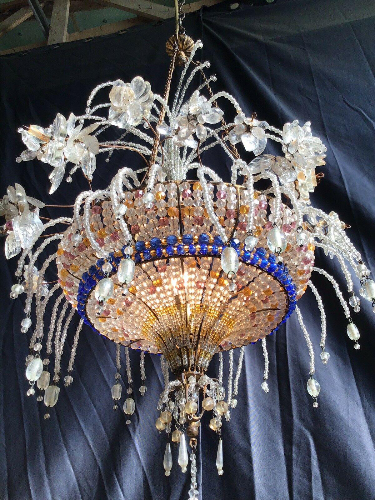 Rare 19thc French Louis XV style Crystal Beaded 