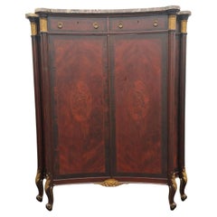 19thc French Louis XV Transition style Exotic Burl Wood/ Gilt Tallboy Dresser