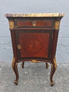 19thc French Louis XV Transition style Exotic Burlwood Nightstand/ End Table