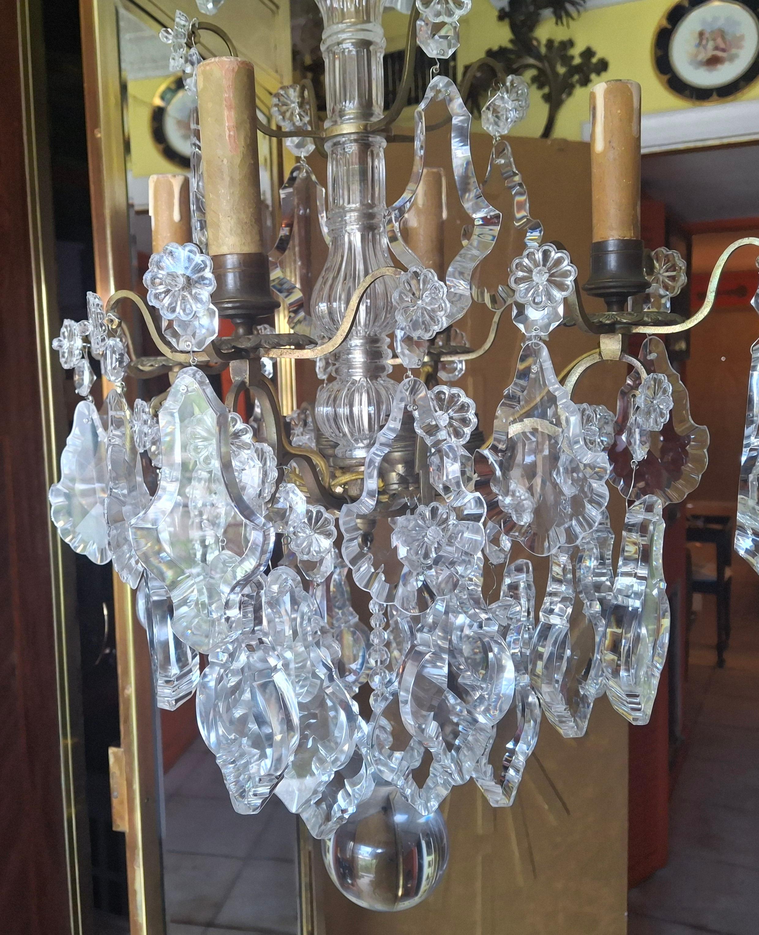 Lustre Louis XV Versailles en bronze et cristal épais, 19e siècle, attr. Baccarat en vente 8