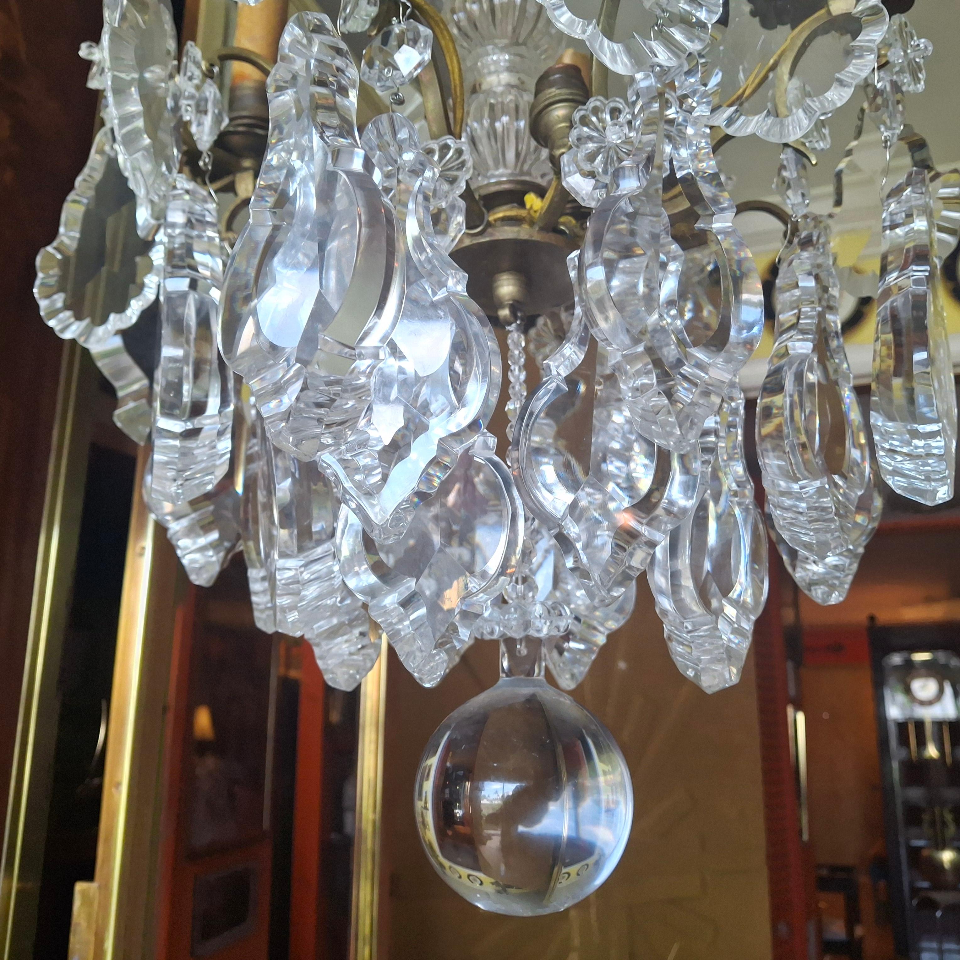 Lustre Louis XV Versailles en bronze et cristal épais, 19e siècle, attr. Baccarat en vente 9