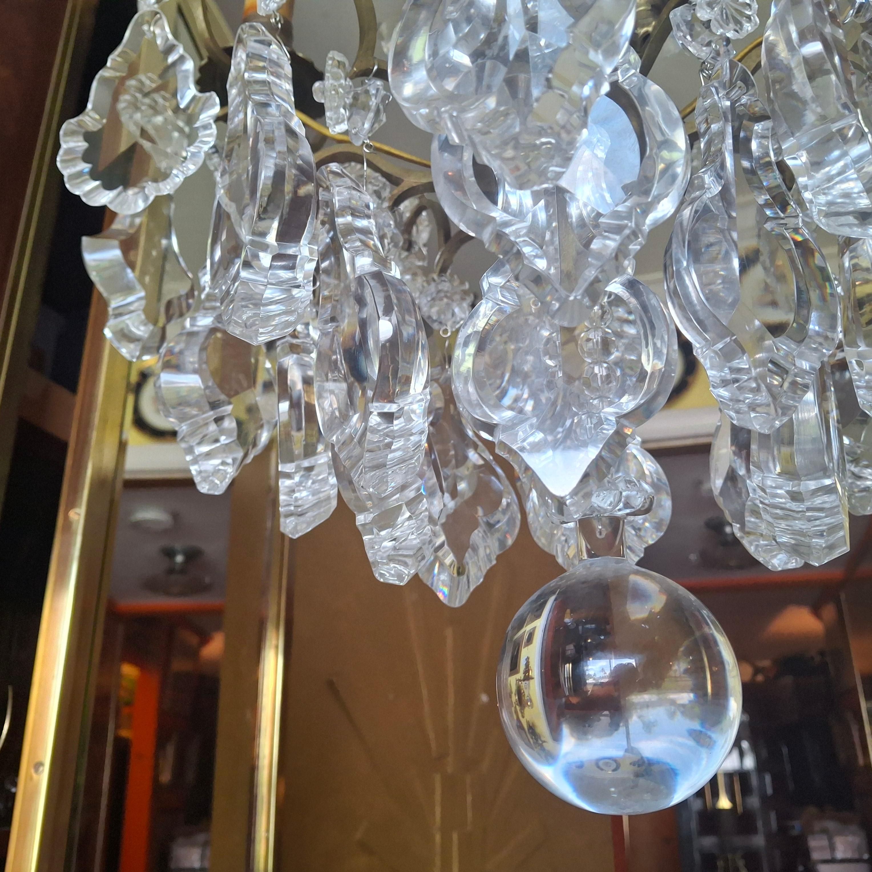 Lustre Louis XV Versailles en bronze et cristal épais, 19e siècle, attr. Baccarat en vente 10