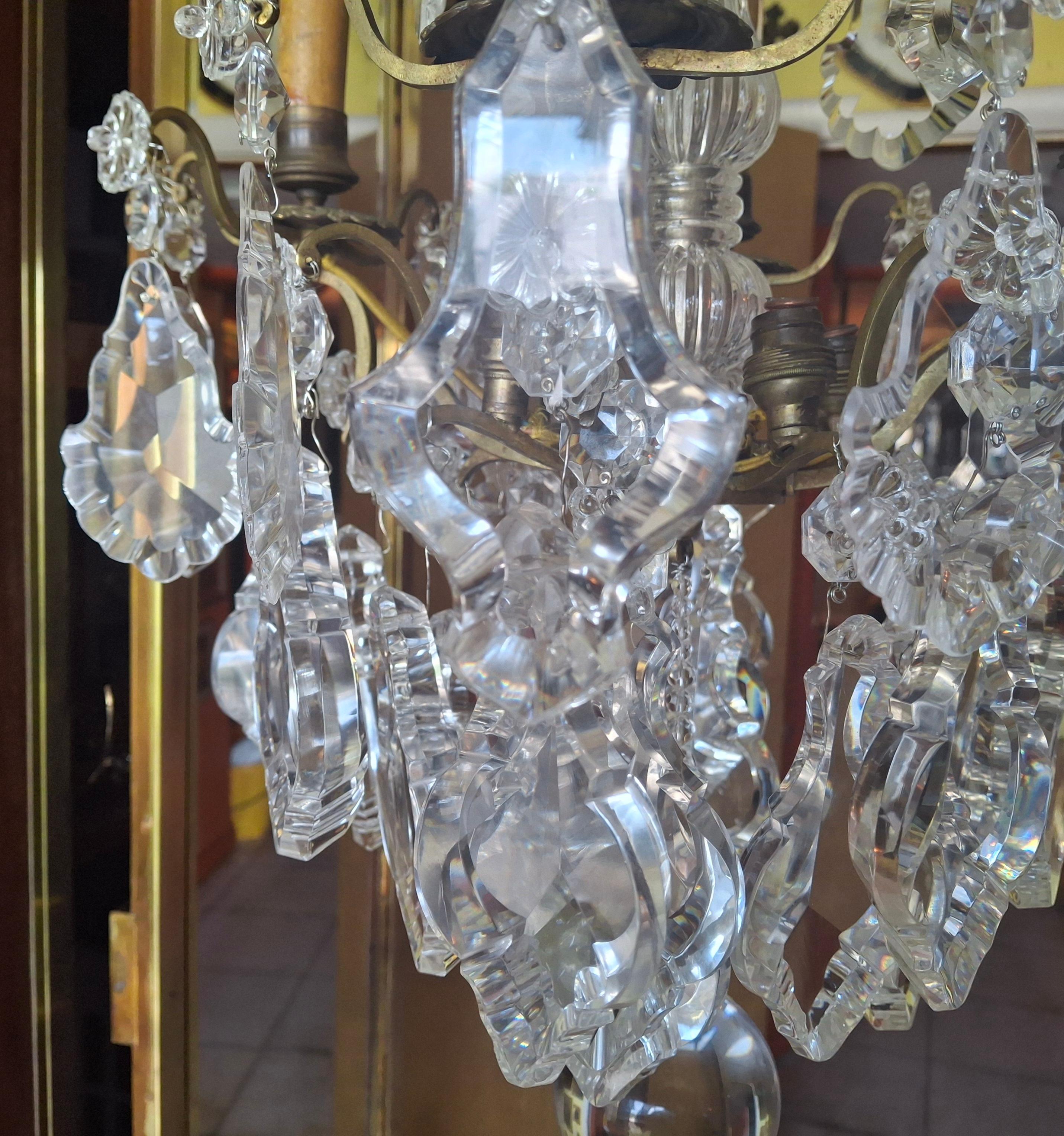 Lustre Louis XV Versailles en bronze et cristal épais, 19e siècle, attr. Baccarat en vente 11