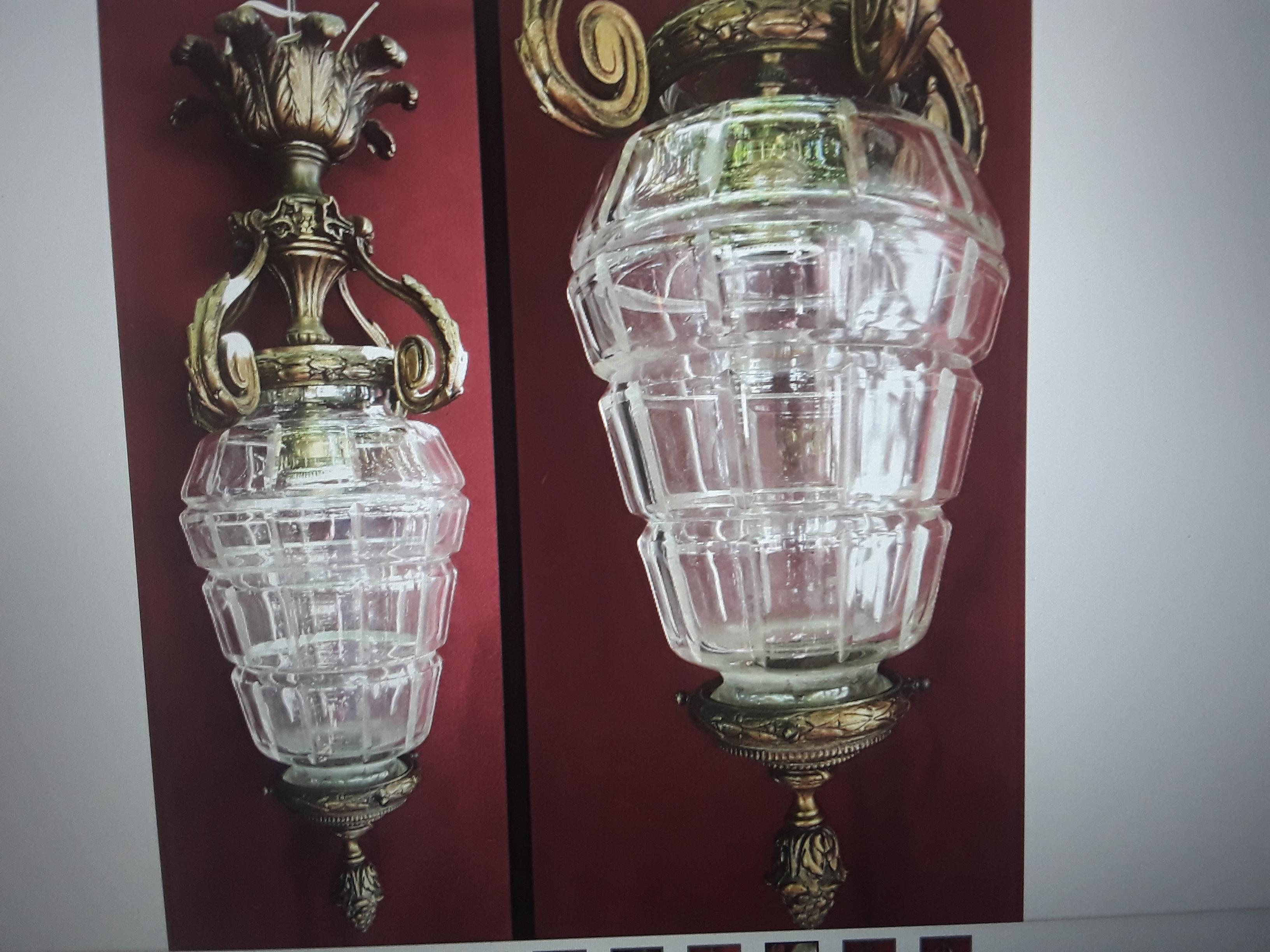 19thc French Louis XVI Bronze w/ Crystal Versaille Ceiling Lantern attr Baccarat In Good Condition For Sale In Opa Locka, FL