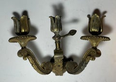 19thc French Louis XVI Gilt Bronze Gas Conversion Wall Sconce