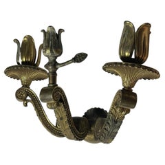 19thc French Louis XVI Gilt Bronze Gas Conversion Wall Sconce