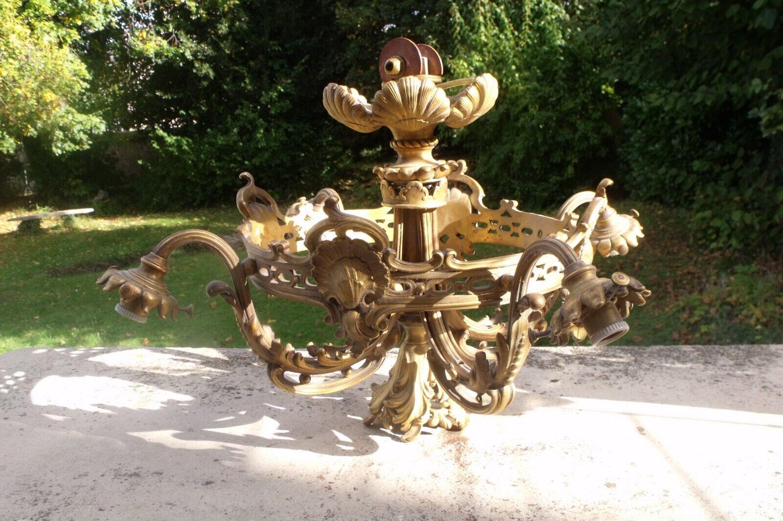19thc French Louis XVI Rococo Gilt Bronze Chandelier Signed by F. Barbedienne For Sale 8