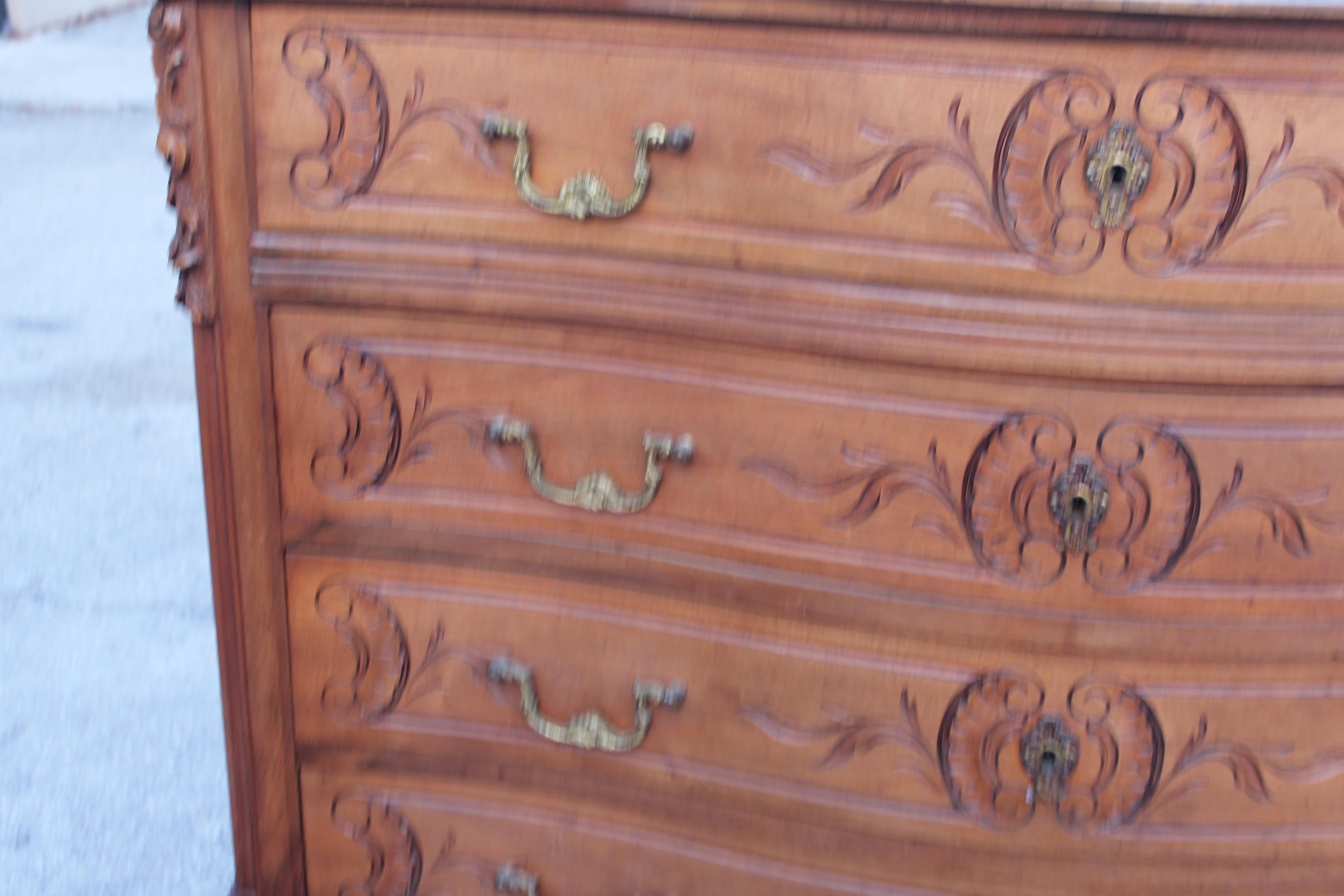 Wood 19thc French Louis XVI style Carved Chest of Drawers/ Dresser  For Sale