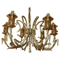 Antique 19thc French Louis XVI style Gilt Bronze Oil Converted Chandelier attrib. Bagues