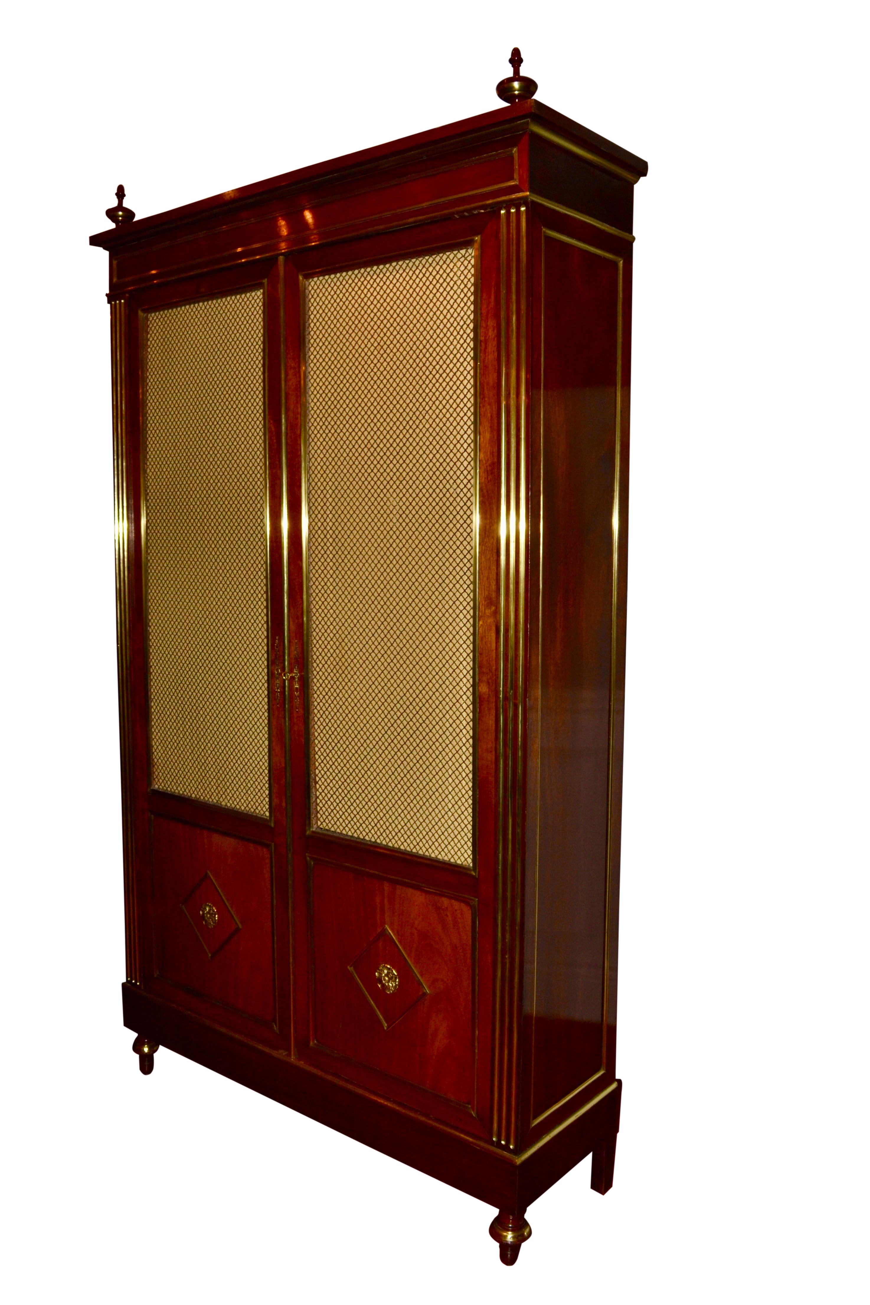 Gilt 19thC French Louis XVI style  Mahogany Bookcase/Display Case/Vitrine For Sale