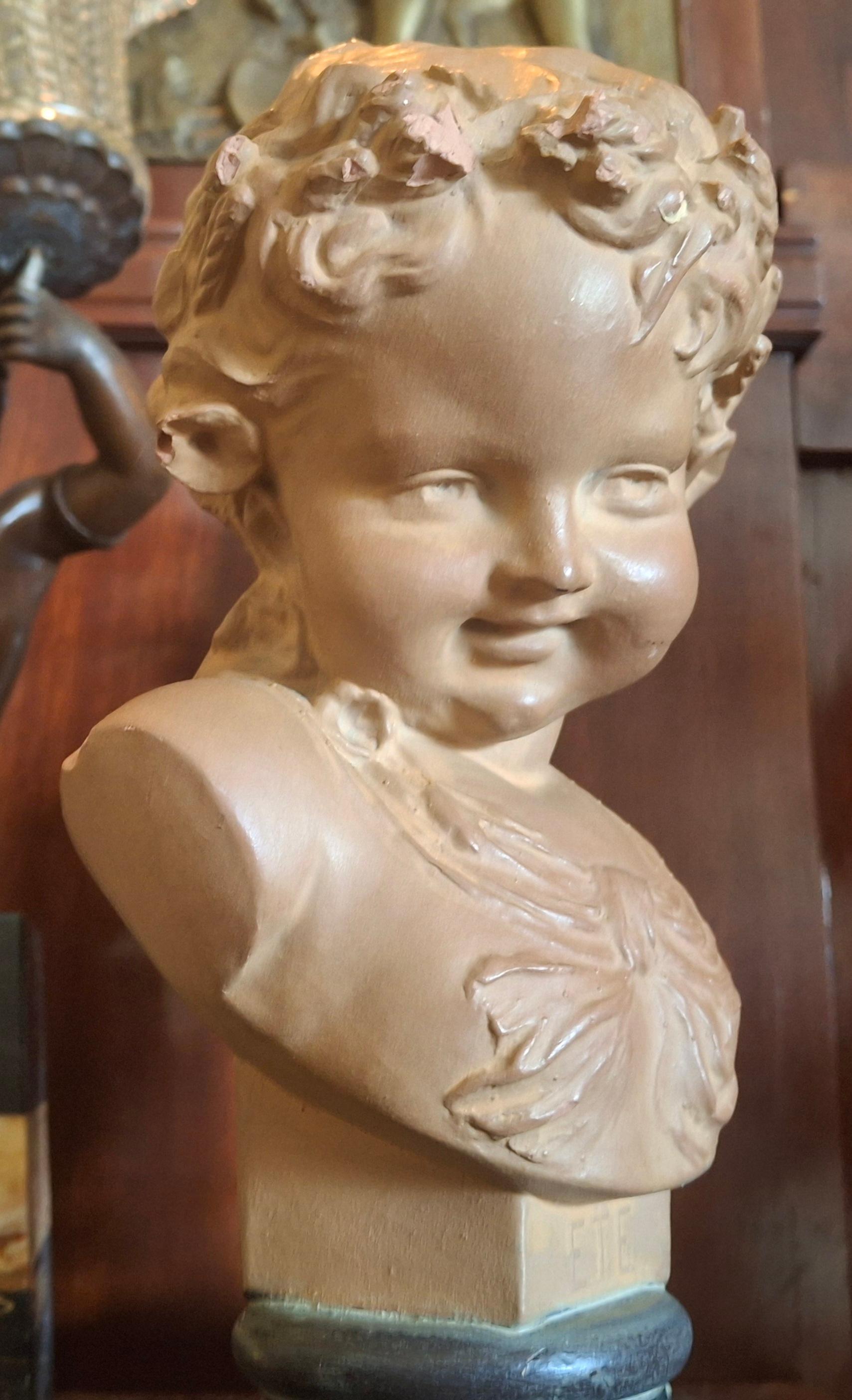 Scultura in terracotta francese Luigi XVI del XIX secolo raffigurante un bel bambino Sig di Louis Kley in vendita 6