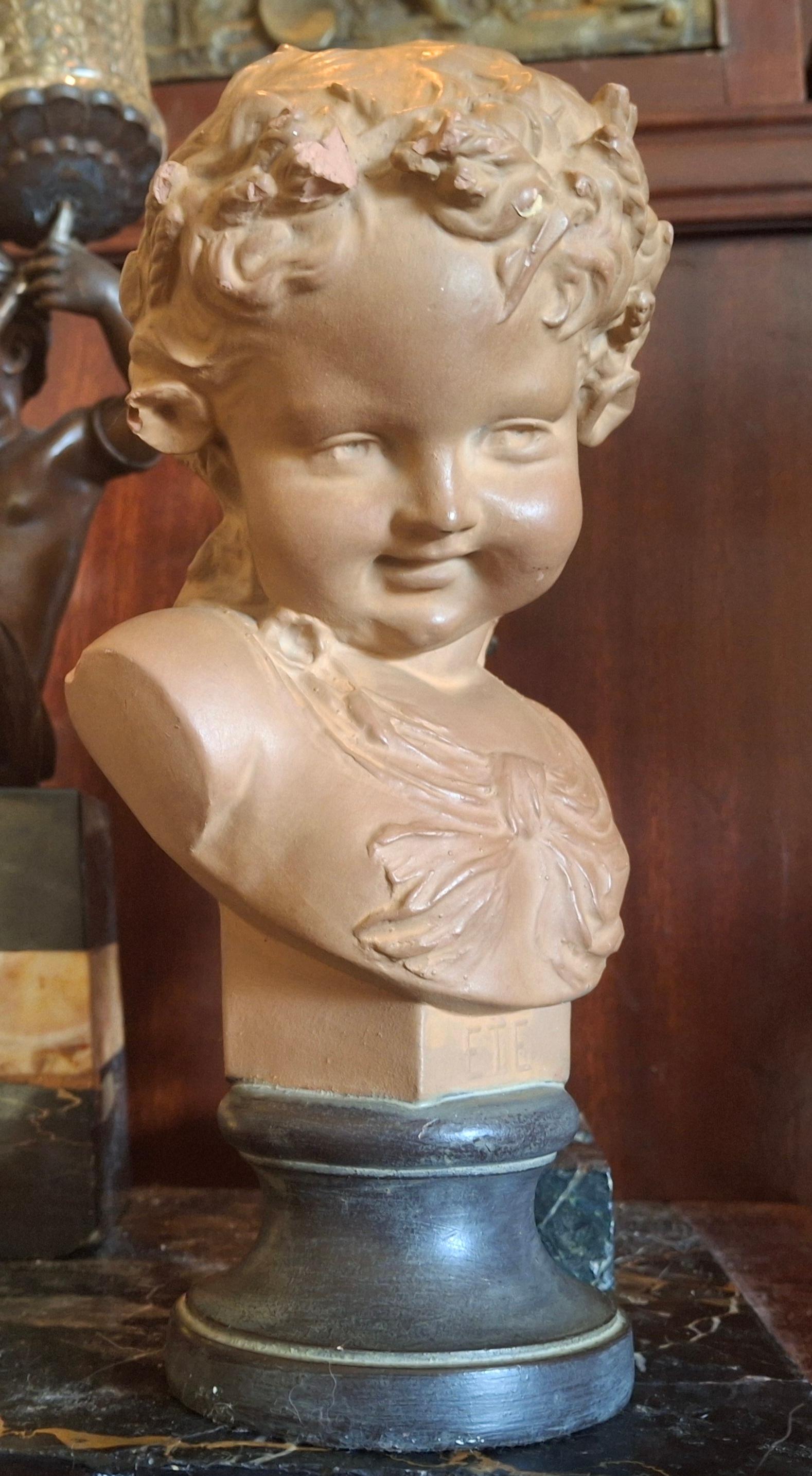 Scultura in terracotta francese Luigi XVI del XIX secolo raffigurante un bel bambino Sig di Louis Kley in vendita 8