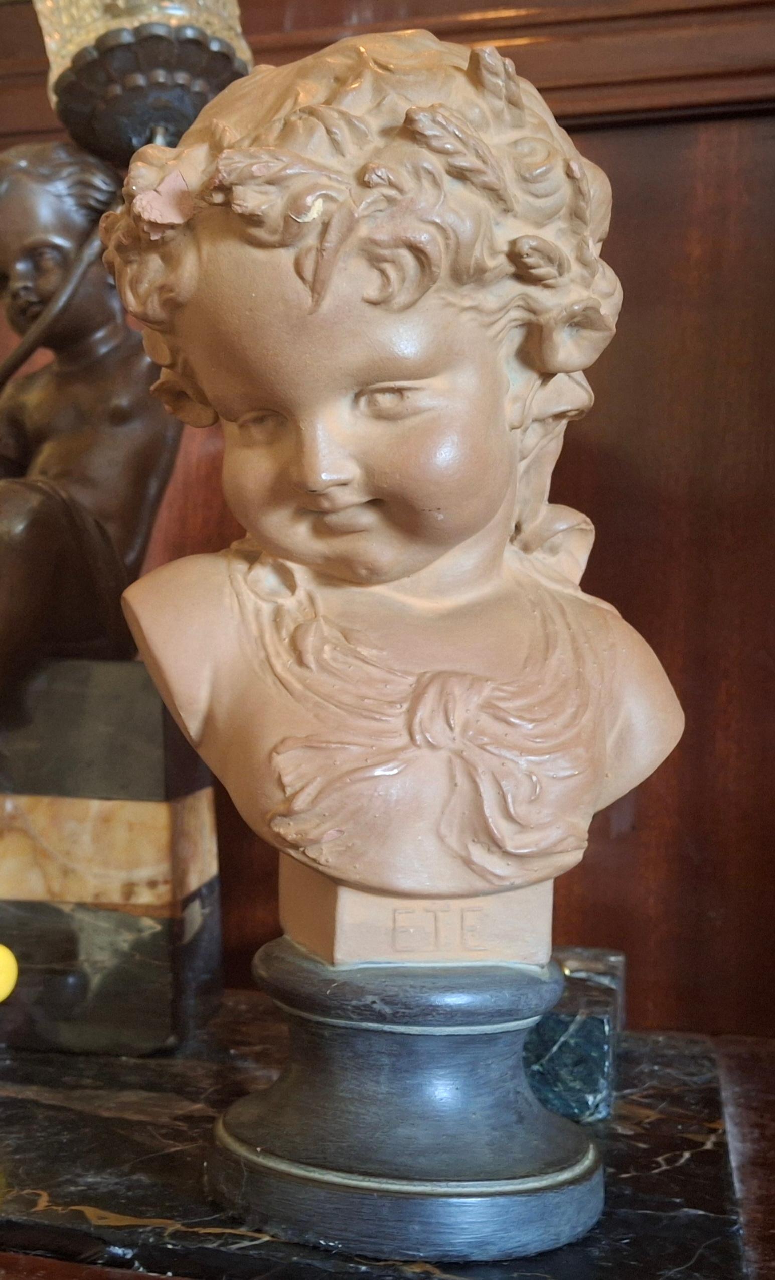 Scultura in terracotta francese Luigi XVI del XIX secolo raffigurante un bel bambino Sig di Louis Kley in vendita 10