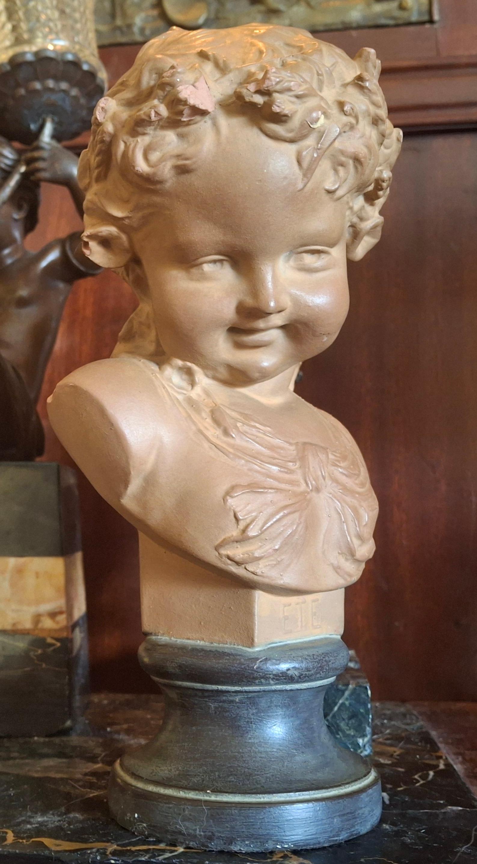 Scultura in terracotta francese Luigi XVI del XIX secolo raffigurante un bel bambino Sig di Louis Kley in vendita 11