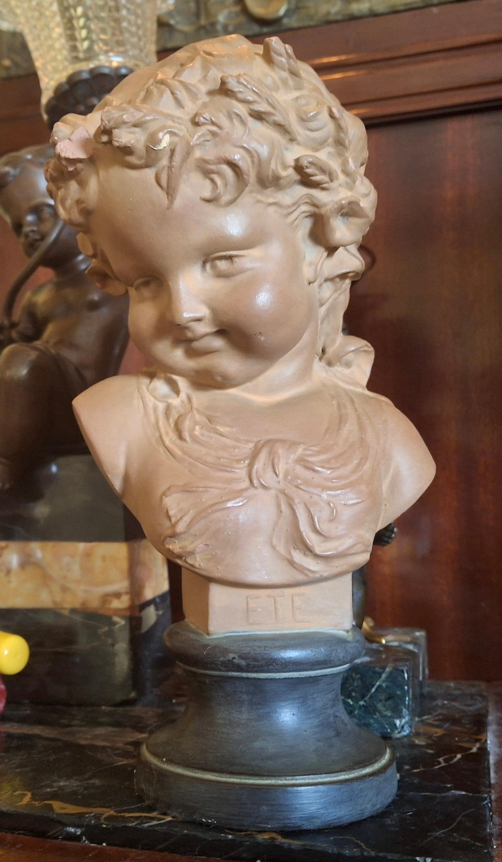 Scultura in terracotta francese Luigi XVI del XIX secolo raffigurante un bel bambino Sig di Louis Kley in vendita 3