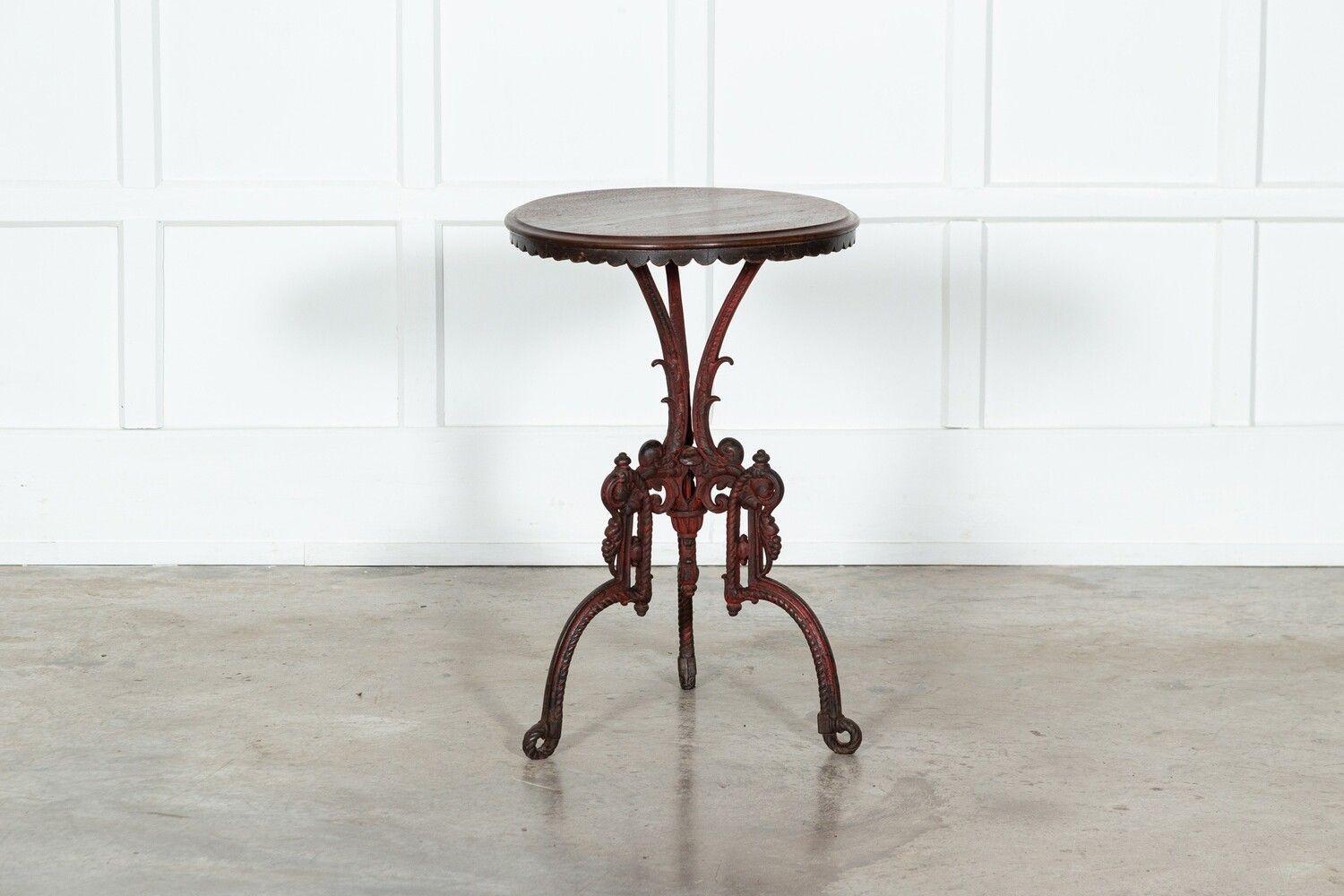 19thC French Mahogany & Cast Iron Side Table For Sale 7