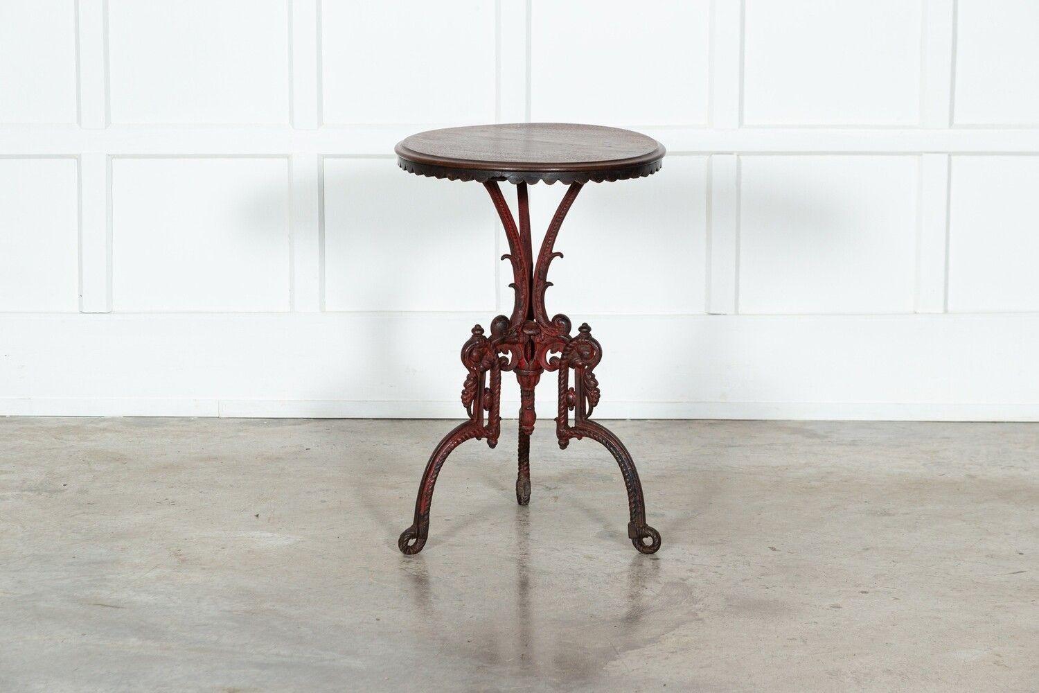 19thC French Mahogany & Cast Iron Side Table For Sale 9