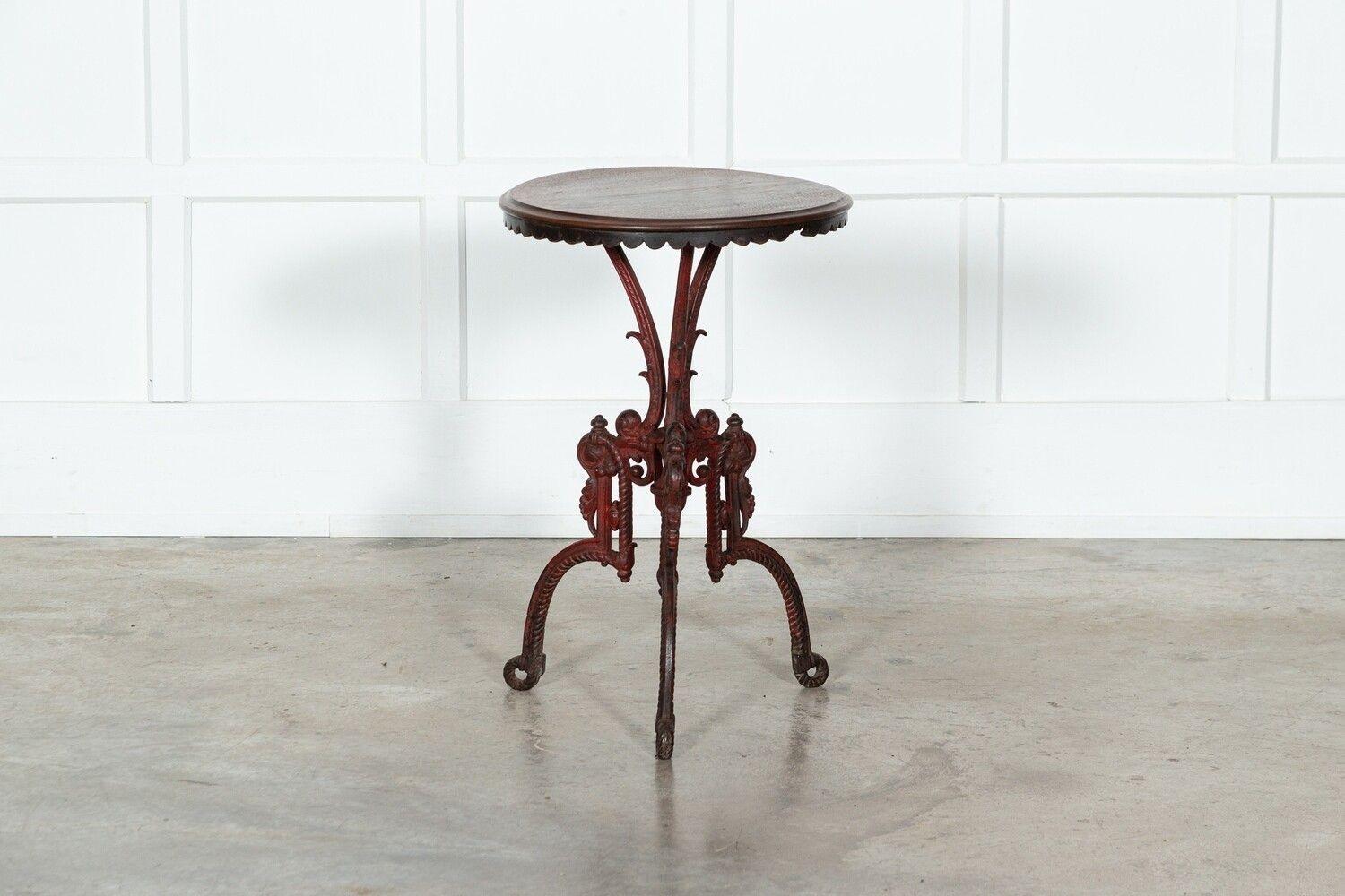 19thC French Mahogany & Cast Iron Side Table For Sale 2