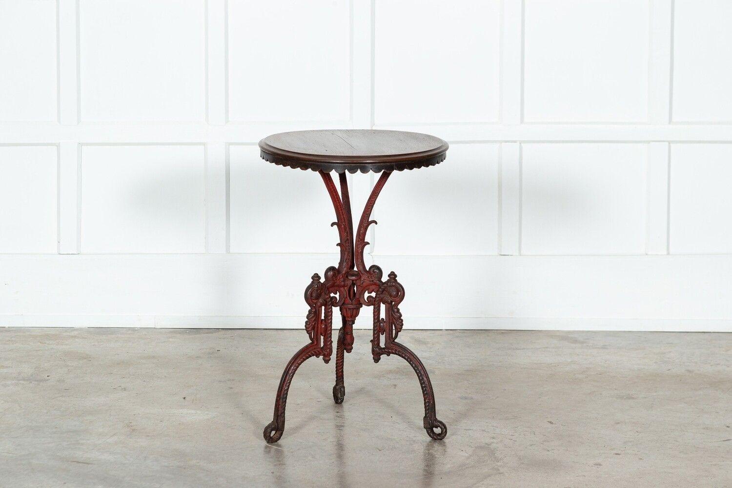 19thC French Mahogany & Cast Iron Side Table For Sale 3