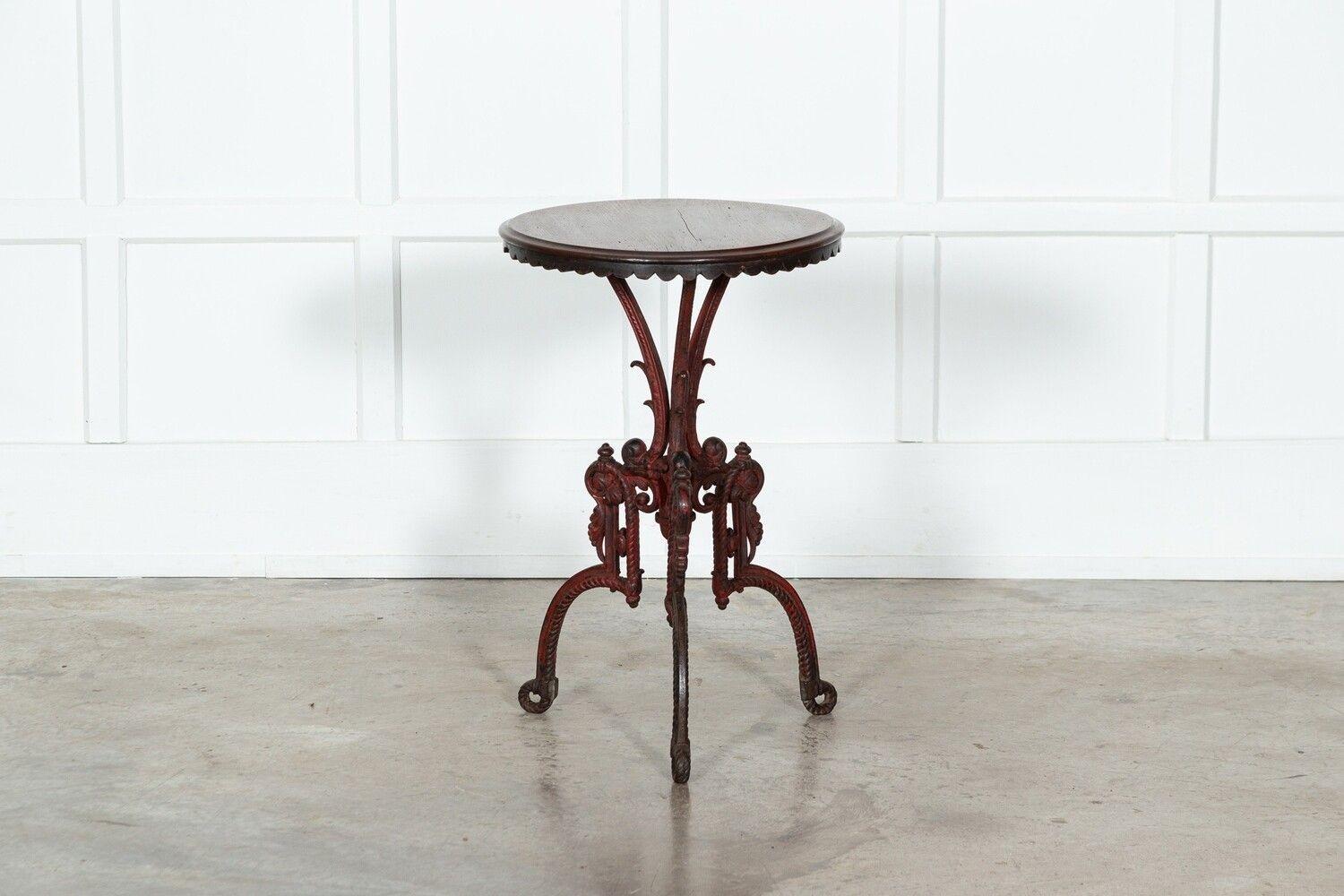 19thC French Mahogany & Cast Iron Side Table For Sale 5