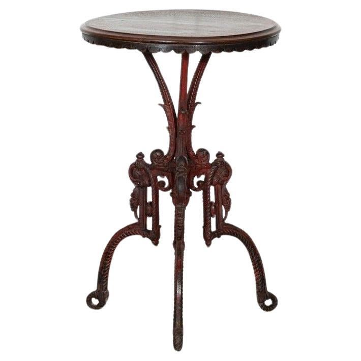 19thC French Mahogany & Cast Iron Side Table For Sale