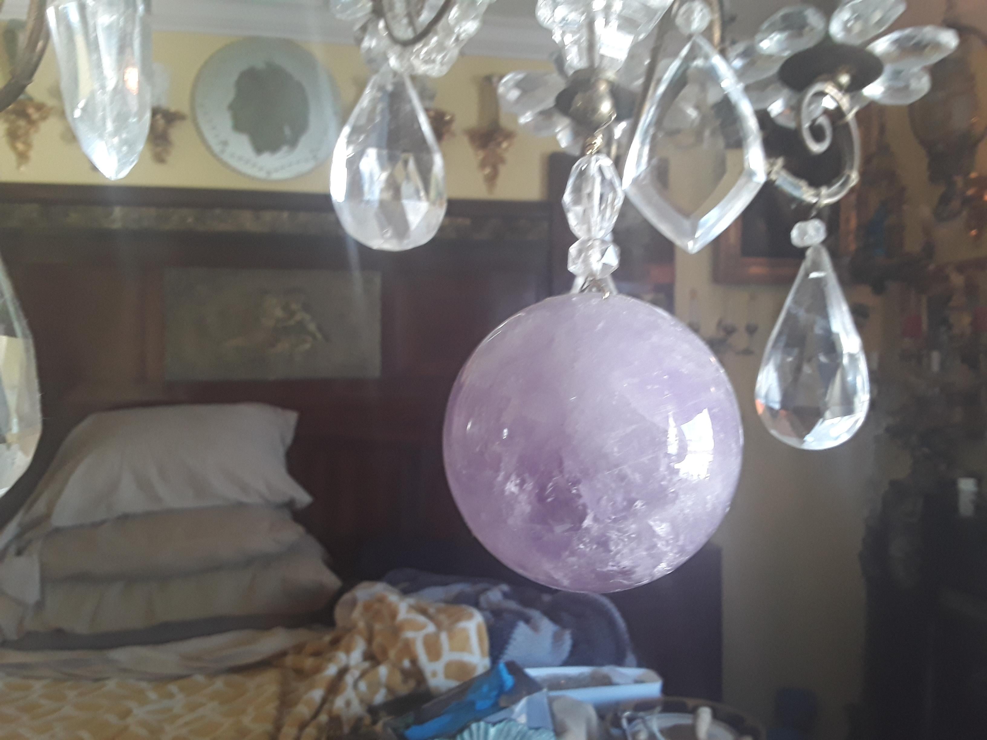 Lustre en cristal de roche et pierres d'améthyste de la Maison Bagues Louis XV, 19e siècle. Bon état - En vente à Opa Locka, FL