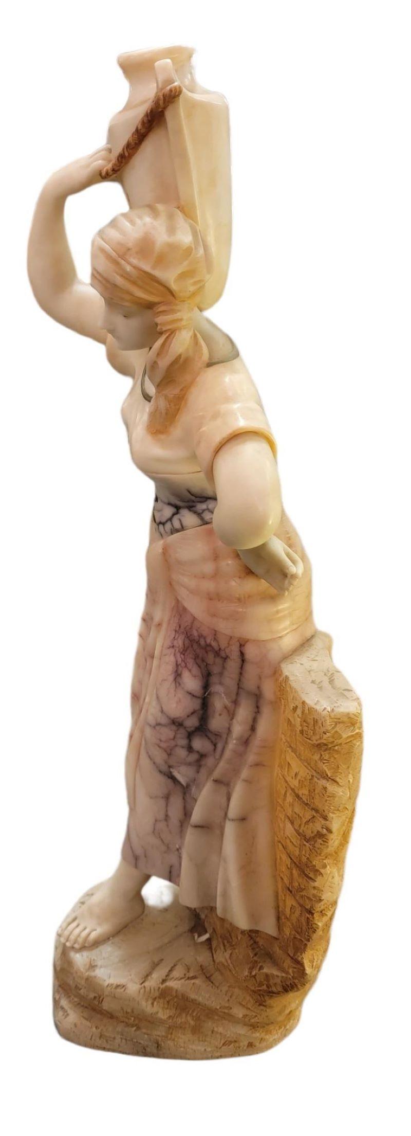 Statue française du 19ème siècle en marbre et albâtre sculpté à la main en vente 1