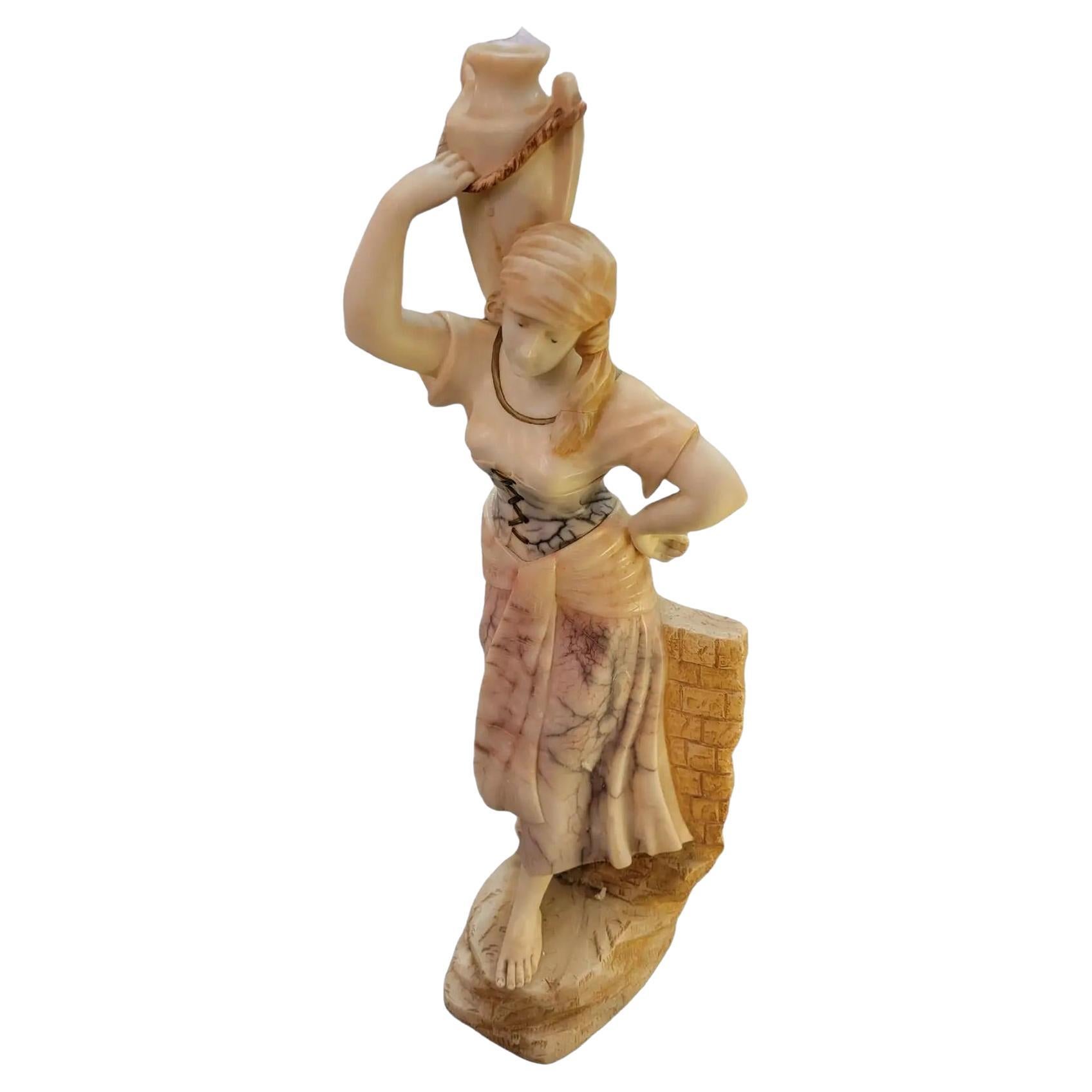 19thc French Marble Alabaster Hand Carved Statue in vendita