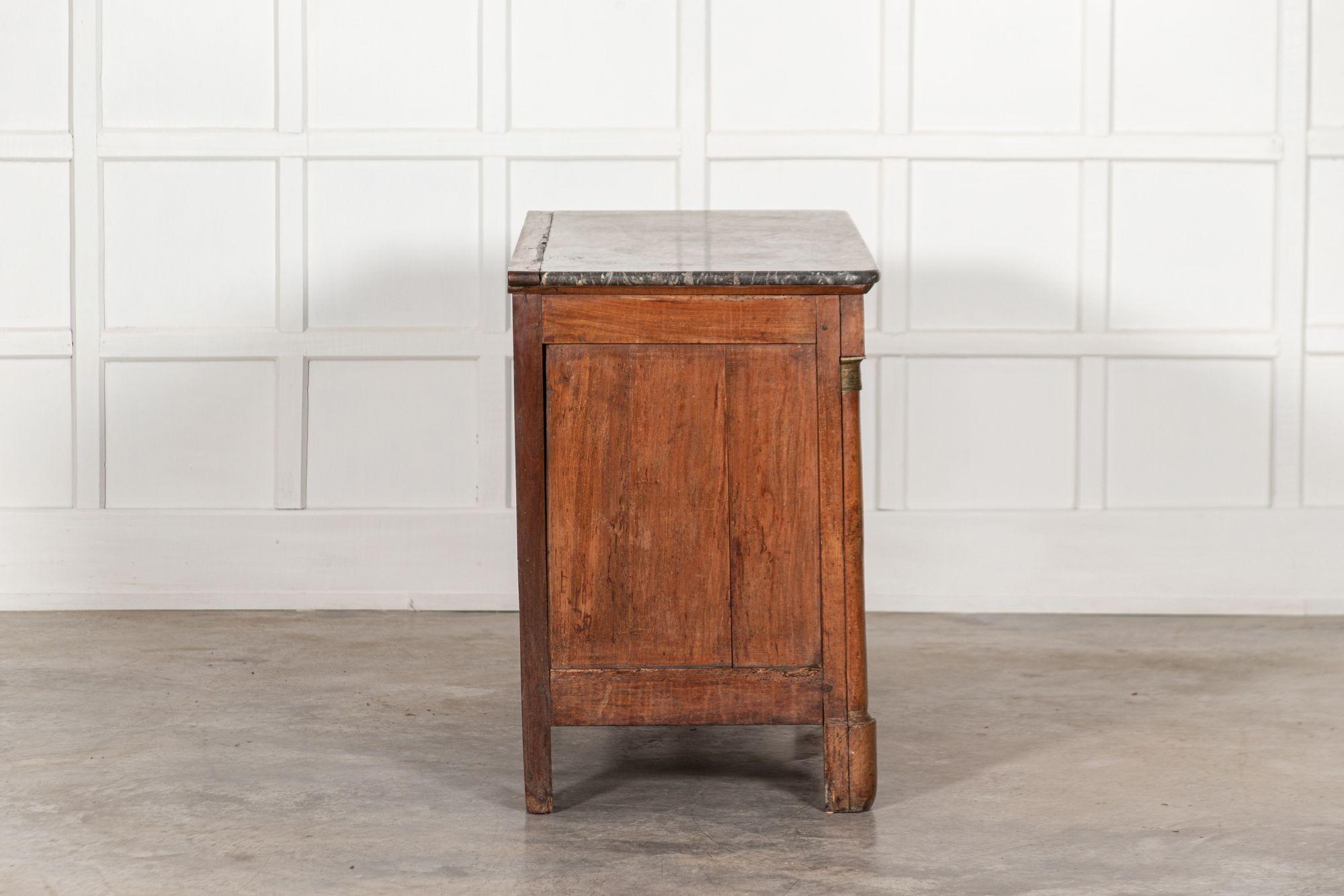 19th Century French Marble Empire Fruitwood Commode For Sale 7