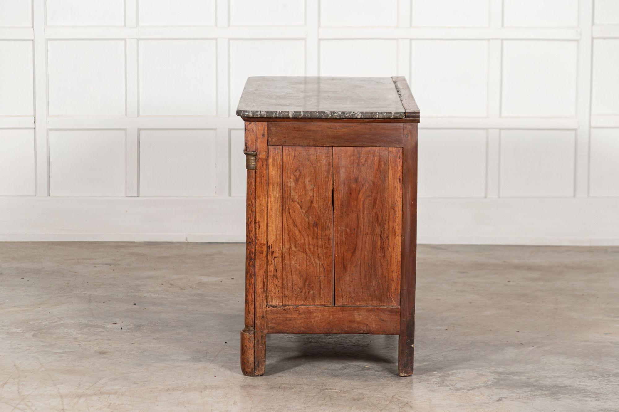 19th Century French Marble Empire Fruitwood Commode For Sale 8