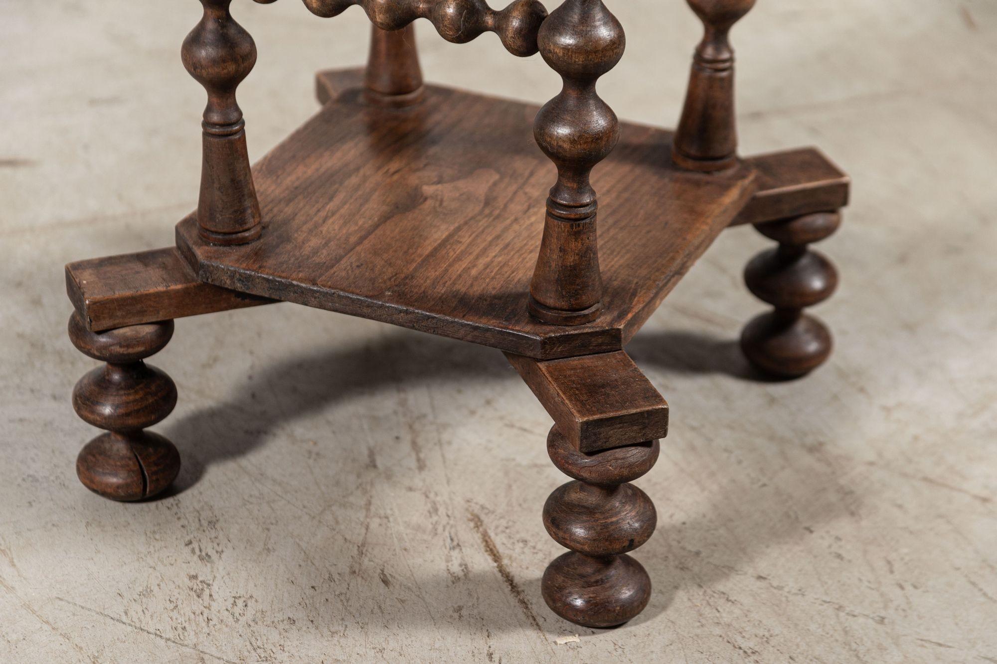 19th Century French Marble and Oak Bobbin Table For Sale 9
