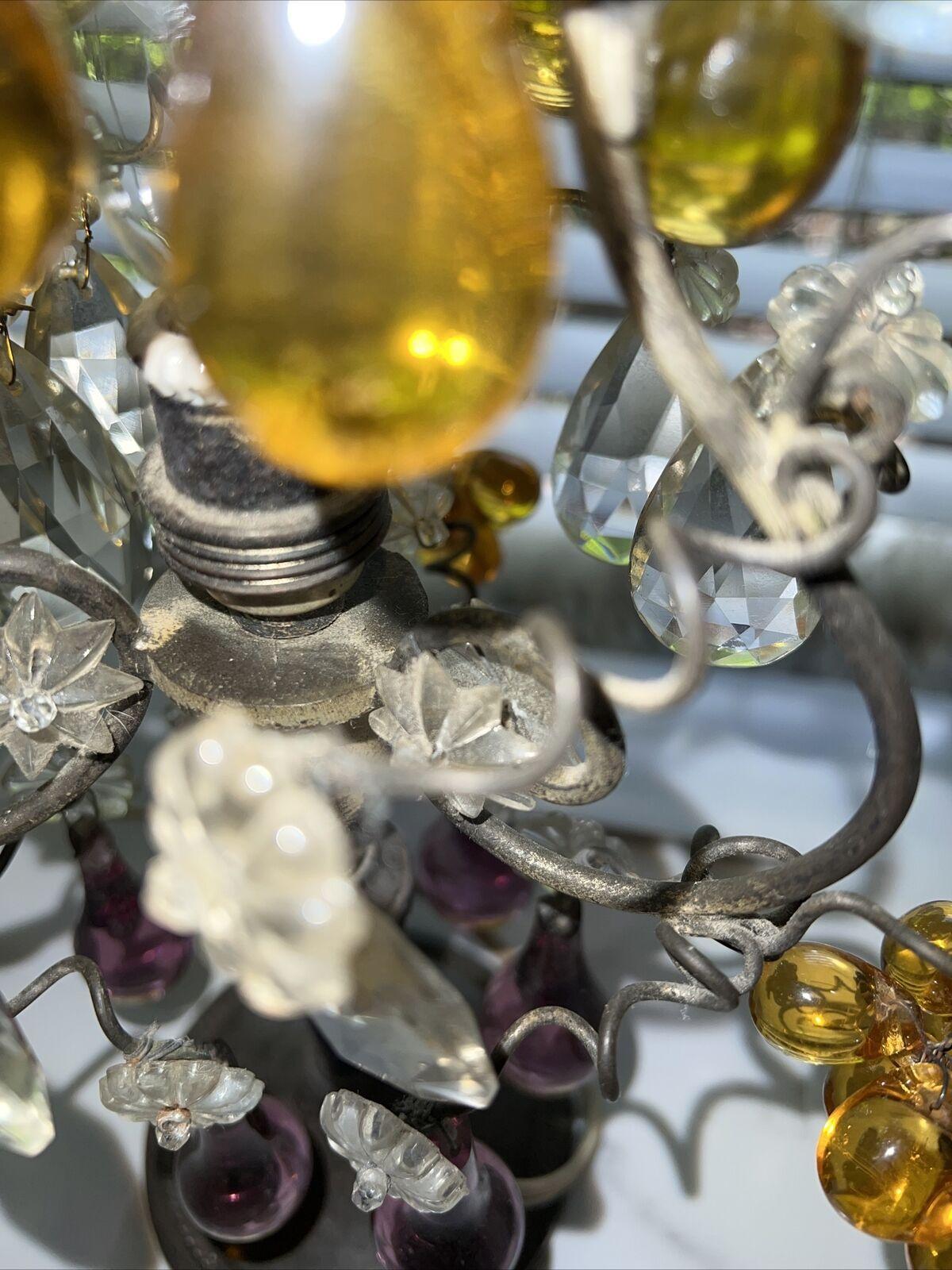 Français Lampe de table et d'appoint en cristal d'ambre et d'améthyste Napoléon III (19e siècle) en vente