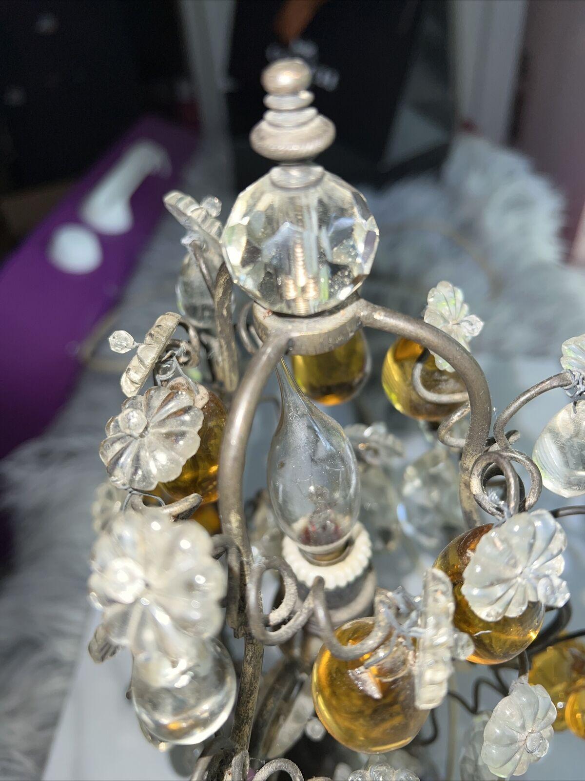 Cristal Lampe de table et d'appoint en cristal d'ambre et d'améthyste Napoléon III (19e siècle) en vente