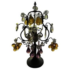 Antique 19thc French Napoleon III Amber/ Amethyst Crystal Fruit Table/ Accent Lamp