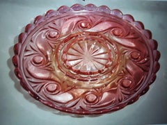 19thc French Napoleon III Baccarat "Russe" Votive Candle Holder in Pink Glass