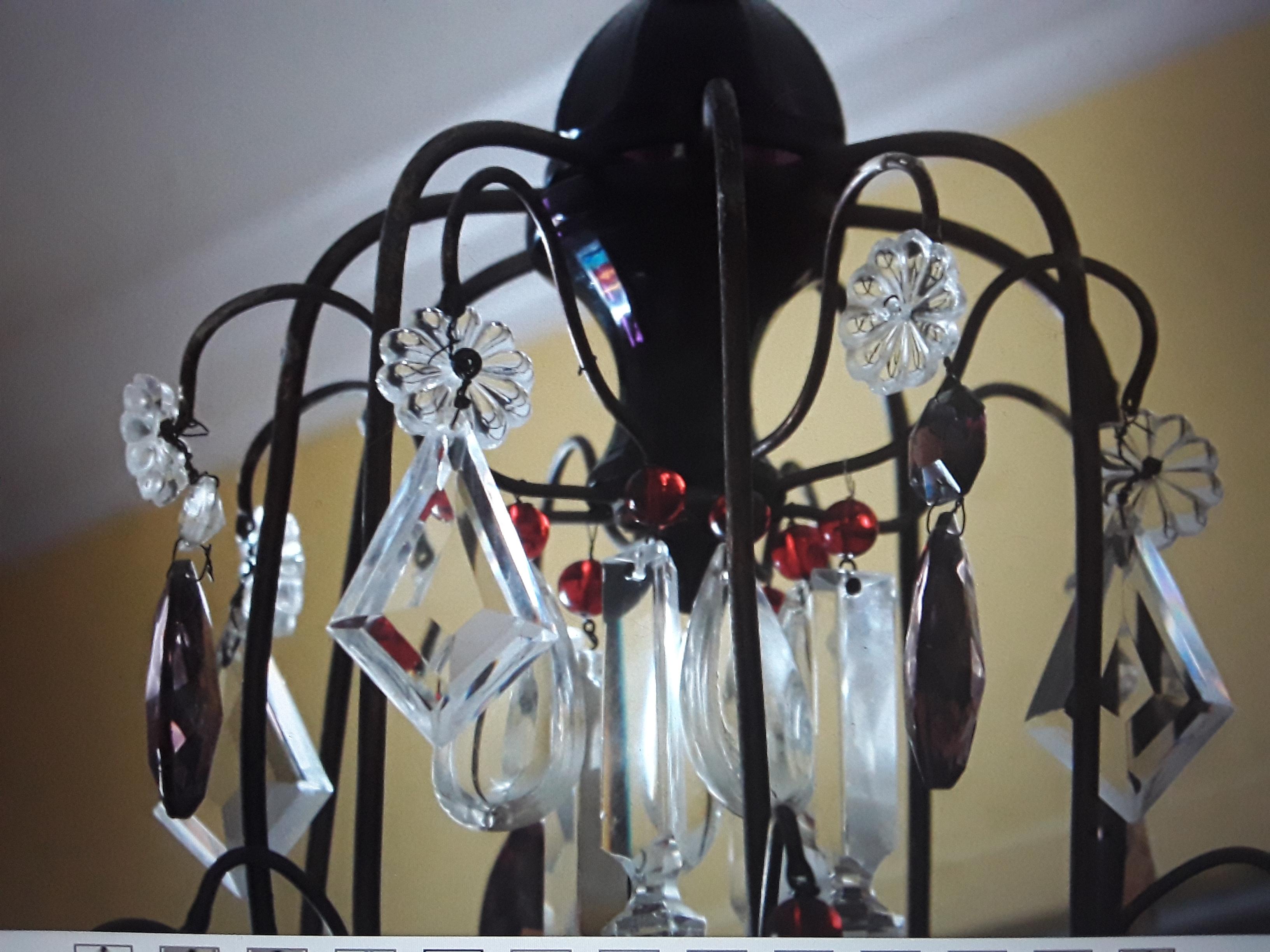 19thc French Napoleon III Bronze Cage Ruby Red & Clear Cut Crystal Chandelier For Sale 6