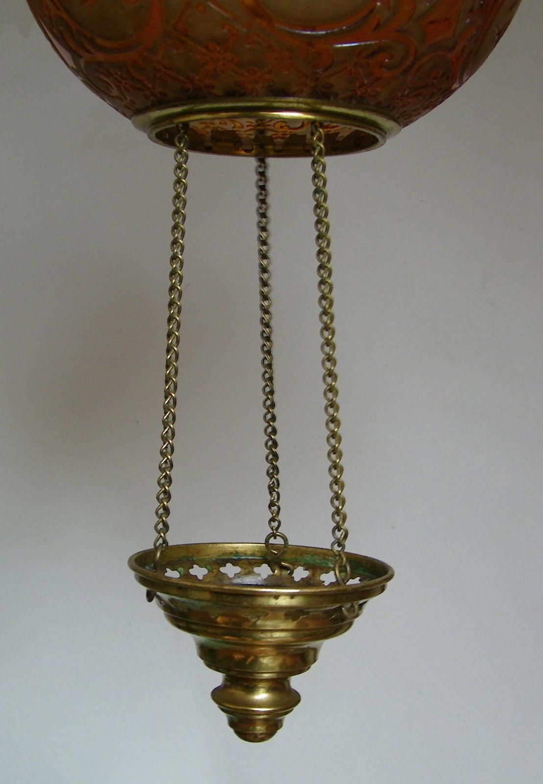 19thc French Napoleon III Crystal Hanging Lantern - Countryside Scenes -Baccarat For Sale 3