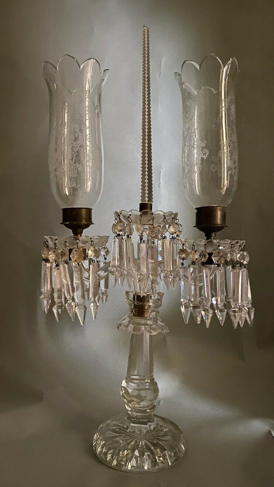 19thc French Napoleon III Cut Crystal Candelabra attributed to Baccarat  For Sale 9