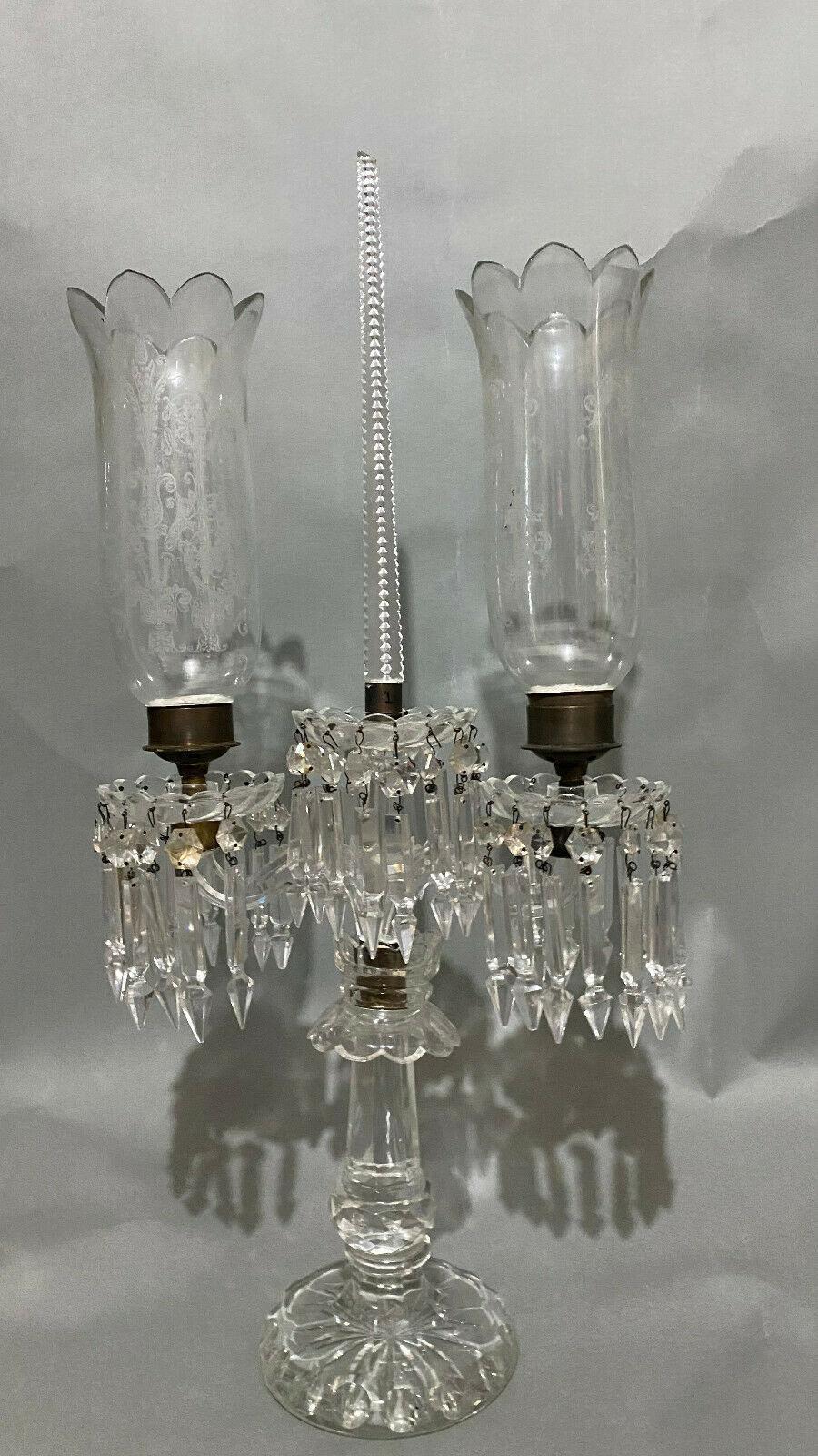 Beautiful 19thc French Napoleon III Crystal Candelabra/ Centerpiece. Incredible work on this piece. Shades included. Attrib. Baccarat.