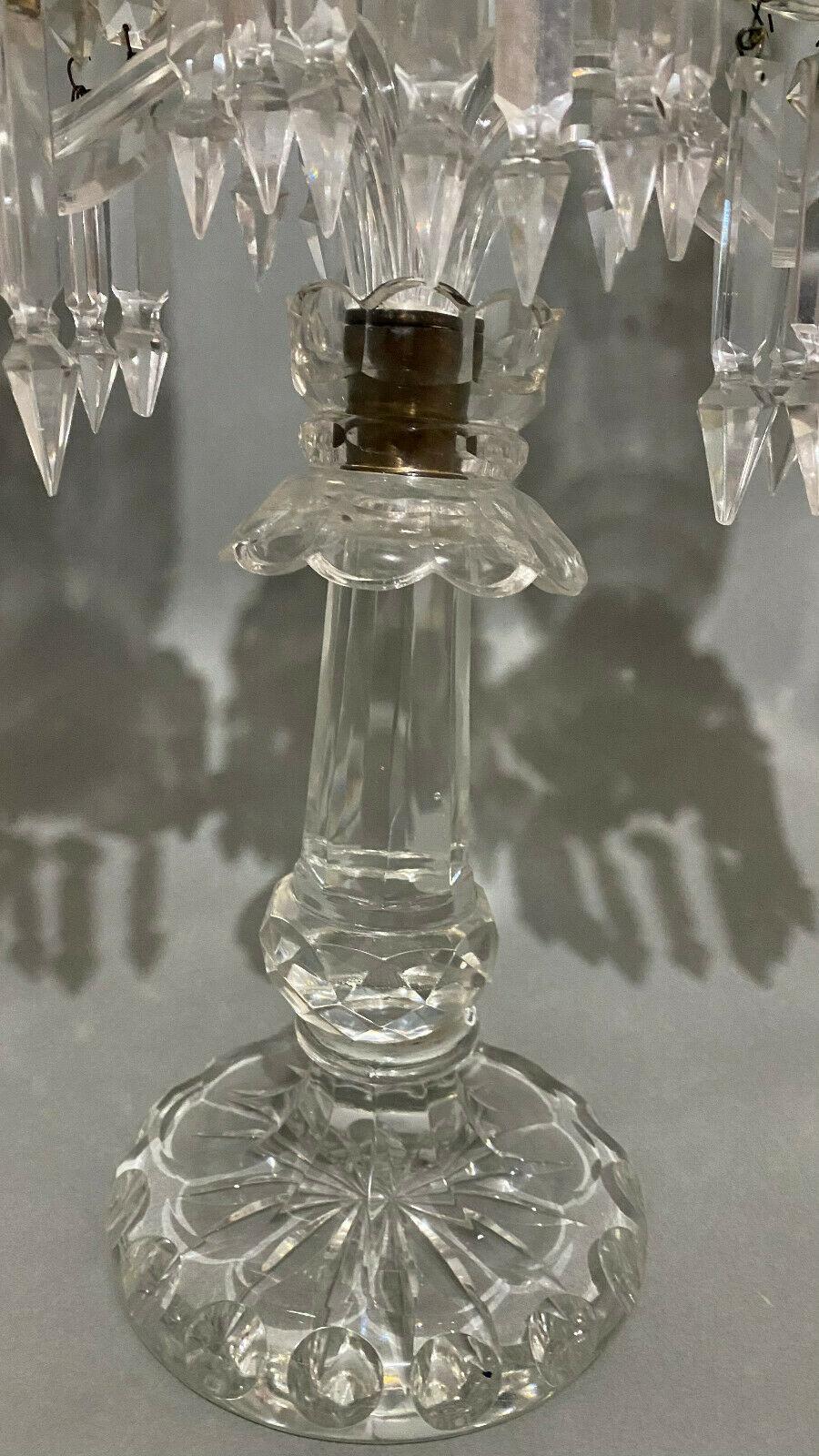19thc French Napoleon III Cut Crystal Candelabra attributed to Baccarat  For Sale 2