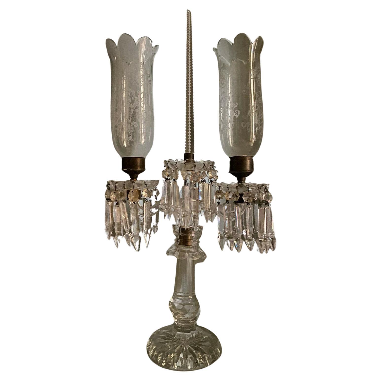 19thc French Napoleon III Cut Crystal Candelabra attributed to Baccarat  For Sale