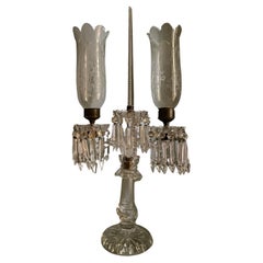 Antique 19thc French Napoleon III Cut Crystal Candelabra attributed to Baccarat 
